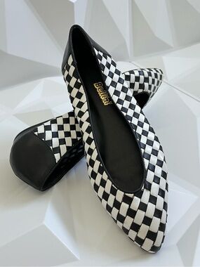 Vintage Bellini Ballet Flats Basket Weave Pointed-Toe Made In Brazil